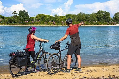 Cyclists in Lignano Sabbiadoro.