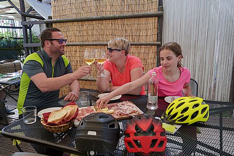 Cyclists family during a lunch break 