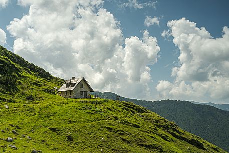 Friends trekking in the Julian Prealps Park, from Coot hut to Canin hut. Julian Prealps Natural Park. MABUNESCO