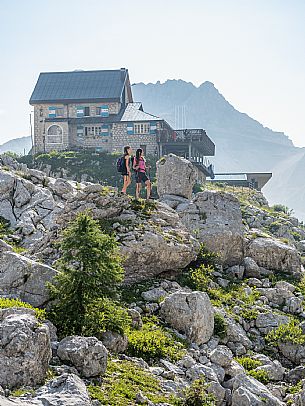 Trekking from the Celsio Gilberti Refuge, along the Bila Peč botanical path and further along the path that leads to the Marussic bivouac, on the suggestive karst plateau of Foran dal Mus. Prealpi Giulie Natural Park, MAB Unesco.