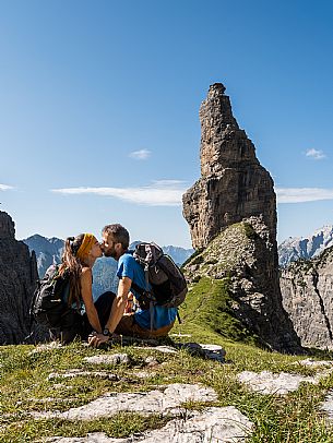 Trekking from the Pordenone Refuge to the Campanile of Val Montanaia, Giuliano Perugini Bivouac. Friulian Dolomites Natural Park, UNESCO.