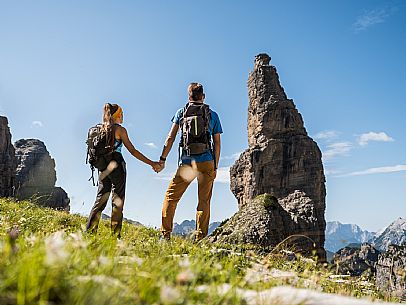 Trekking from the Pordenone Refuge to the Campanile of Val Montanaia, Giuliano Perugini Bivouac. Friulian Dolomites Natural Park, UNESCO.