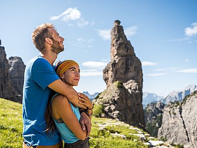 Trekking from the Pordenone Refuge to the Campanile of Val Montanaia, Giuliano Perugini Bivouac. Friulian Dolomites Natural Park, UNESCO.