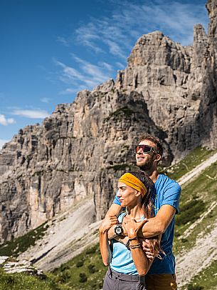 Trekking from the Pordenone Refuge to the Campanile of Val Montanaia, Giuliano Perugini Bivouac. Friulian Dolomites Natural Park, UNESCO.