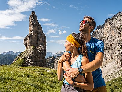 Trekking from the Pordenone Refuge to the Campanile of Val Montanaia, Giuliano Perugini Bivouac. Friulian Dolomites Natural Park, UNESCO.