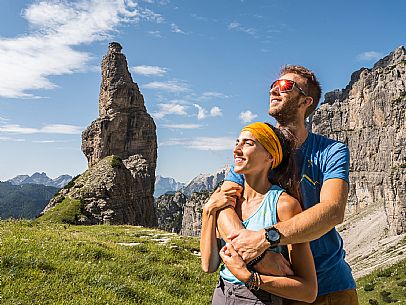 Trekking from the Pordenone Refuge to the Campanile of Val Montanaia, Giuliano Perugini Bivouac. Friulian Dolomites Natural Park, UNESCO.