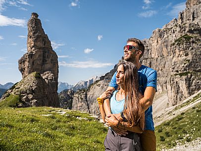 Trekking from the Pordenone Refuge to the Campanile of Val Montanaia, Giuliano Perugini Bivouac. Friulian Dolomites Natural Park, UNESCO.