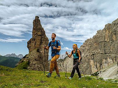 Trekking from the Pordenone Refuge to the Campanile of Val Montanaia, Giuliano Perugini Bivouac. Friulian Dolomites Natural Park, UNESCO.