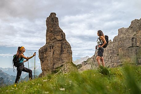 Trekking from the Pordenone Refuge to the Campanile of Val Montanaia, Giuliano Perugini Bivouac. Friulian Dolomites Natural Park, UNESCO.