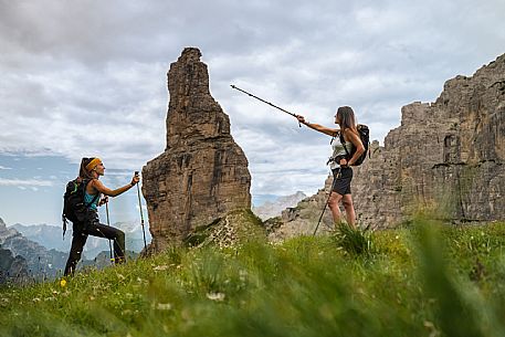 Trekking from the Pordenone Refuge to the Campanile of Val Montanaia, Giuliano Perugini Bivouac. Friulian Dolomites Natural Park, UNESCO.