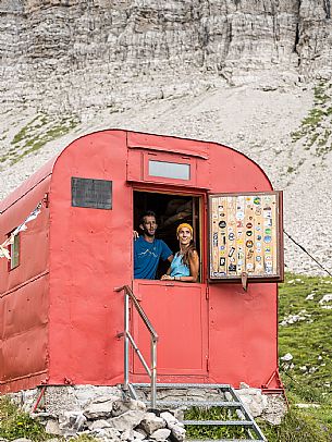 Trekking from the Pordenone Refuge to the Campanile of Val Montanaia, Giuliano Perugini Bivouac. Friulian Dolomites Natural Park, UNESCO.