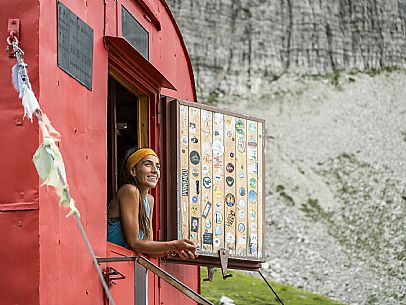 Trekking from the Pordenone Refuge to the Campanile of Val Montanaia, Giuliano Perugini Bivouac. Friulian Dolomites Natural Park, UNESCO.