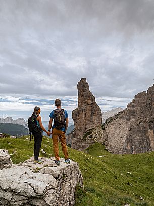 Trekking from the Pordenone Refuge to the Campanile of Val Montanaia, Giuliano Perugini Bivouac. Friulian Dolomites Natural Park, UNESCO.