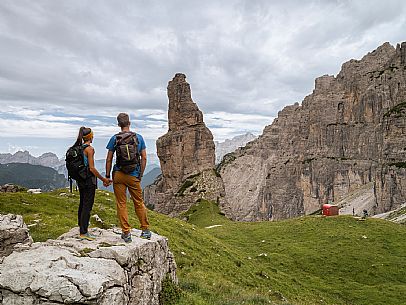 Trekking from the Pordenone Refuge to the Campanile of Val Montanaia, Giuliano Perugini Bivouac. Friulian Dolomites Natural Park, UNESCO.