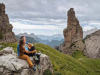 Trekking from the Pordenone Refuge to the Campanile of Val Montanaia, Giuliano Perugini Bivouac. Friulian Dolomites Natural Park, UNESCO.