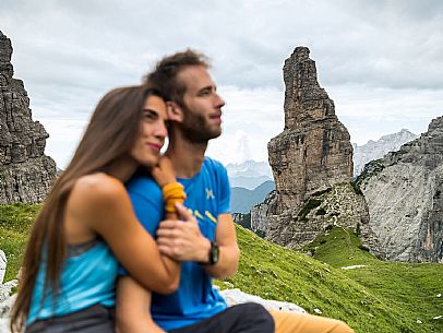 Trekking from the Pordenone Refuge to the Campanile of Val Montanaia, Giuliano Perugini Bivouac. Friulian Dolomites Natural Park, UNESCO.