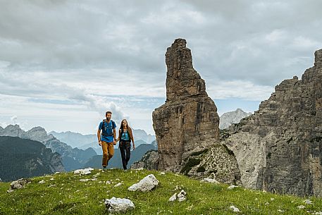 Trekking from the Pordenone Refuge to the Campanile of Val Montanaia, Giuliano Perugini Bivouac. Friulian Dolomites Natural Park, UNESCO.