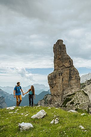 Trekking from the Pordenone Refuge to the Campanile of Val Montanaia, Giuliano Perugini Bivouac. Friulian Dolomites Natural Park, UNESCO.