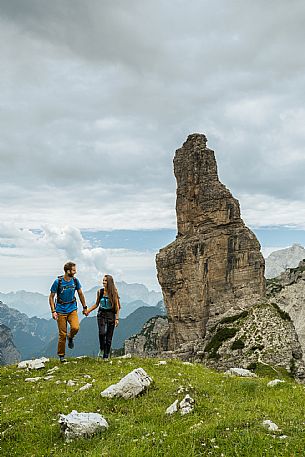 Trekking from the Pordenone Refuge to the Campanile of Val Montanaia, Giuliano Perugini Bivouac. Friulian Dolomites Natural Park, UNESCO.