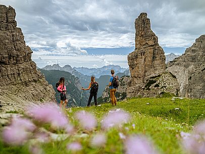 Trekking from the Pordenone Refuge to the Campanile of Val Montanaia, Giuliano Perugini Bivouac. Friulian Dolomites Natural Park, UNESCO.