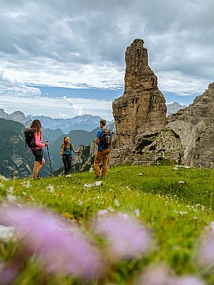 Trekking from the Pordenone Refuge to the Campanile of Val Montanaia, Giuliano Perugini Bivouac. Friulian Dolomites Natural Park, UNESCO.