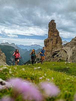 Trekking from the Pordenone Refuge to the Campanile of Val Montanaia, Giuliano Perugini Bivouac. Friulian Dolomites Natural Park, UNESCO.