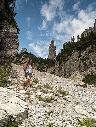 Trekking from the Pordenone Refuge to the Campanile of Val Montanaia, Giuliano Perugini Bivouac. Friulian Dolomites Natural Park, UNESCO.