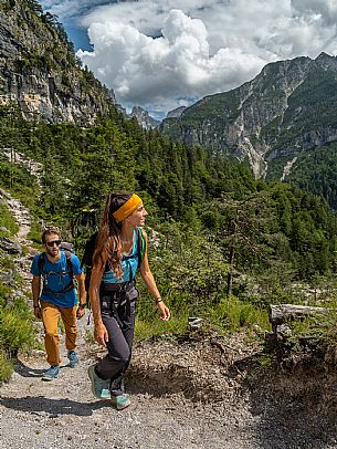 Trekking from the Pordenone Refuge to the Campanile of Val Montanaia, Giuliano Perugini Bivouac. Friulian Dolomites Natural Park, UNESCO.