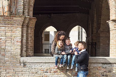 Family with kids at Pordenone center.