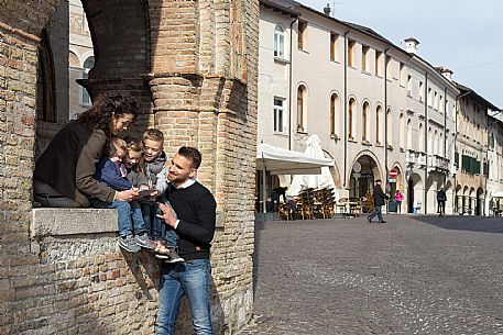 Family with kids at Pordenone center.