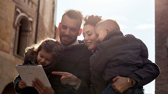 Family with kids at Pordenone center.