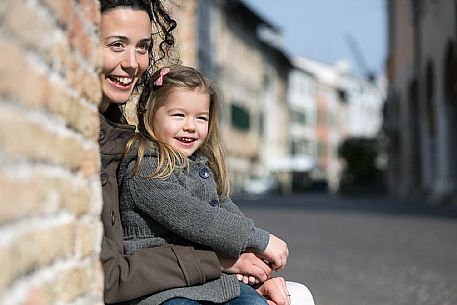 Family with kids at Pordenone center.