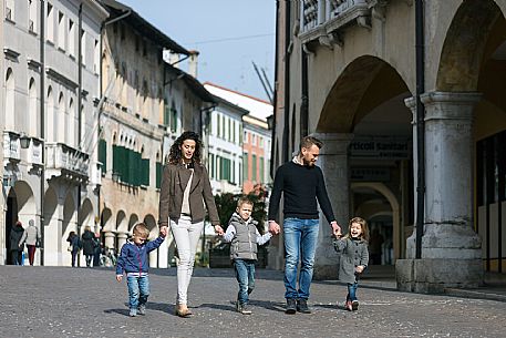 Family with kids at Pordenone center.