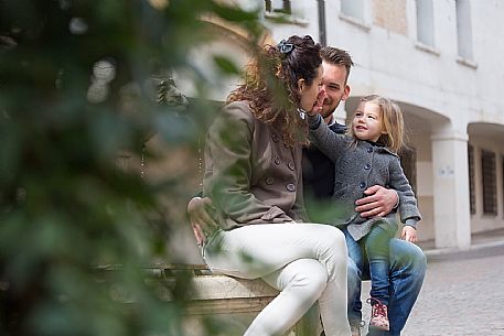 Family with kids at Pordenone center.