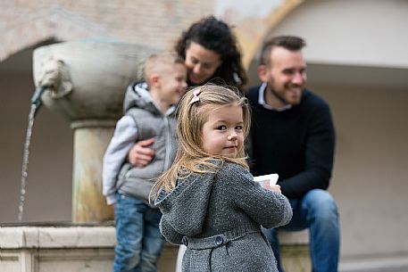 Family with kids at Pordenone center.