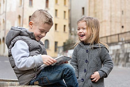 Family with kids at Pordenone center.