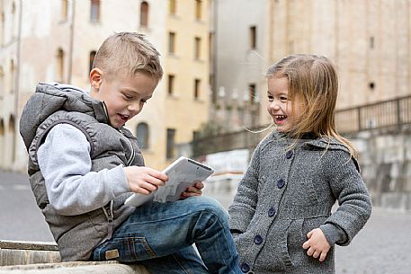 Family with kids at Pordenone center.