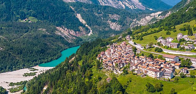 The village of Erto seen from above.Friulian Dolomites.