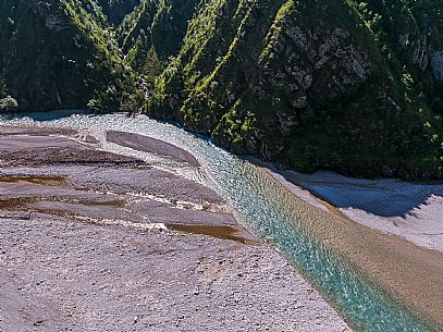 Wild cellina Valley from above. Dolomiti Friulane.