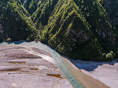 Wild cellina Valley from above. Dolomiti Friulane.