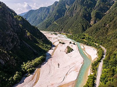 Wild cellina Valley from above. Dolomiti Friulane.