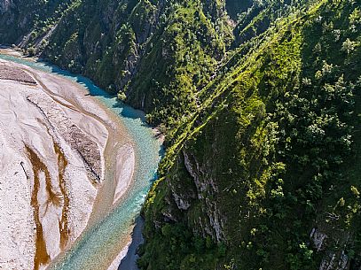 Wild cellina Valley from above. Dolomiti Friulane.