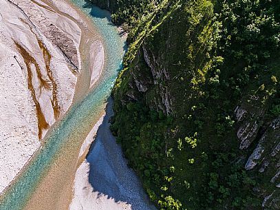 Wild cellina Valley from above. Dolomiti Friulane.