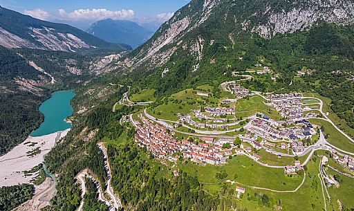 The village of Erto seen from above.Friulian Dolomites.