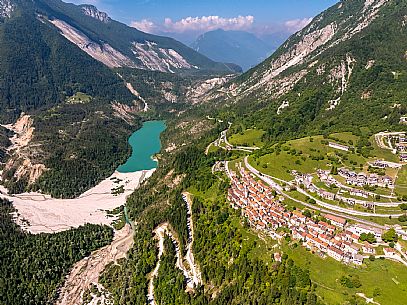 The village of Erto seen from above.Friulian Dolomites.