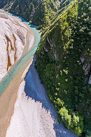 Wild cellina Valley from above. Dolomiti Friulane.