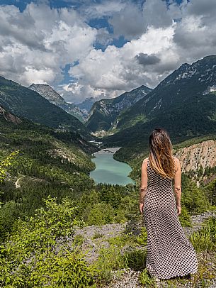 Admiring Vajont Lake. Dolomiti Friulane Natural Park