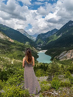 Admiring Vajont Lake. Dolomiti Friulane Natural Park