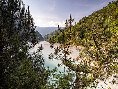 Cellina river in summer. Dolomiti Friulane Natural Park