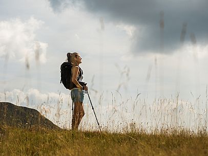 Trekking along the path to the panoramic peak of Monte Crostis, Panoramica delle Vette, Ravascletto, Carnia Trekking along the path to the panoramic peak of Monte Crostis, Panoramica delle Vette, Ravascletto, Carnia